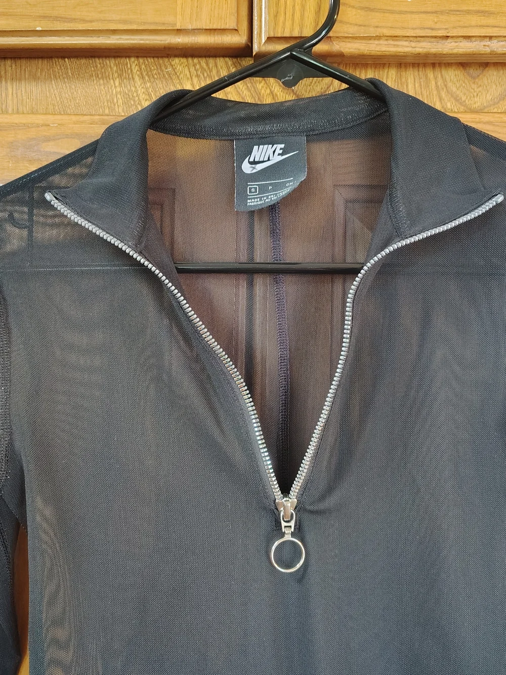 Nike Black Sz S Sportswear Icon Clash Longsleeve Sheer Bodysuit Thumbholes